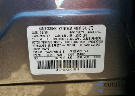 2015 Infiniti Q50 Base from USA, damaged, VIN JN1BV7AP2FM341516